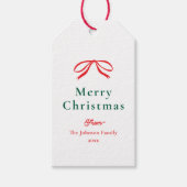 Eenvoudige Rode Strik Kerstvakantie Cadeaulabel (Voorkant)