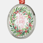 Eenvoudige rode typografie Christmas Greenery Orna Metalen Ornament (Links)
