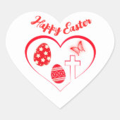Eenvoudige rode typografie Happy Easter | Hart Sticker (Voorkant)