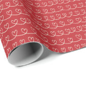 Eenvoudige rode Valentijn Heart Loop Stripe Cadeaupapier (Rol Hoek)