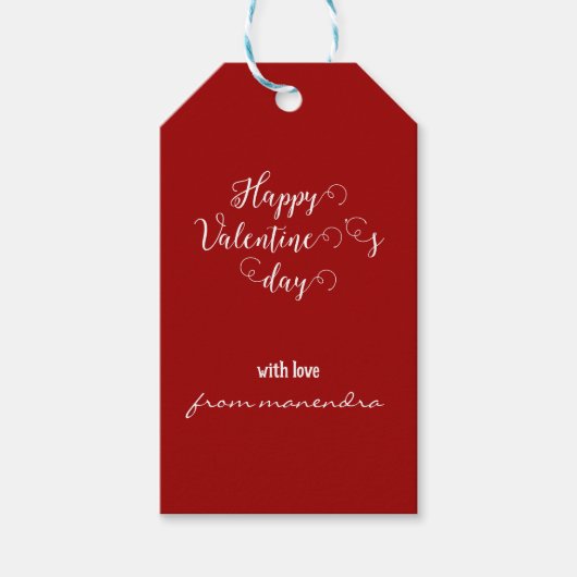 Eenvoudige rode  Valentijnsdag Cadeaulabel (Voorkant)