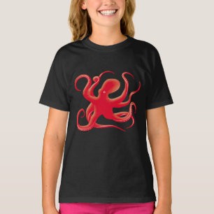 Eenvoudige rode vectorkunst octopus Silhouette T-shirt