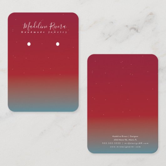 Eenvoudige Rode Verloop Handgemaakte Verpletterend Contactkaartje (Voorkant / Achterkant)