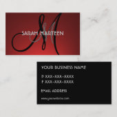 Eenvoudige rode vervagen aangepaste monogram visitekaartje (Voorkant / Achterkant)