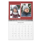 Eenvoudige rode visgraat tweed klassieke familie kalender (Jan 2026)