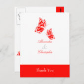 Eenvoudige rode vlinder Dank u Briefkaart (Voorkant / Achterkant)