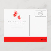 Eenvoudige rode vlinder Dank u Briefkaart (Achterkant)