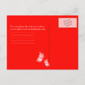 Eenvoudige rode vlinders slaan de datum van de bru aankondigingskaart (Achterkant)