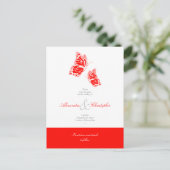 Eenvoudige rode vlinders slaan de datum van de bru aankondigingskaart (Staand voorkant)
