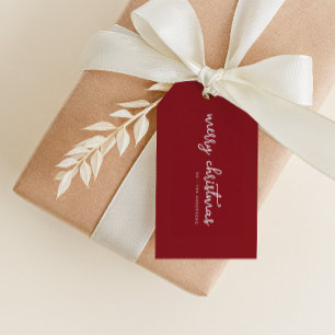Eenvoudige Rode Vrolijke Kerstmis met het Label va Cadeaulabel