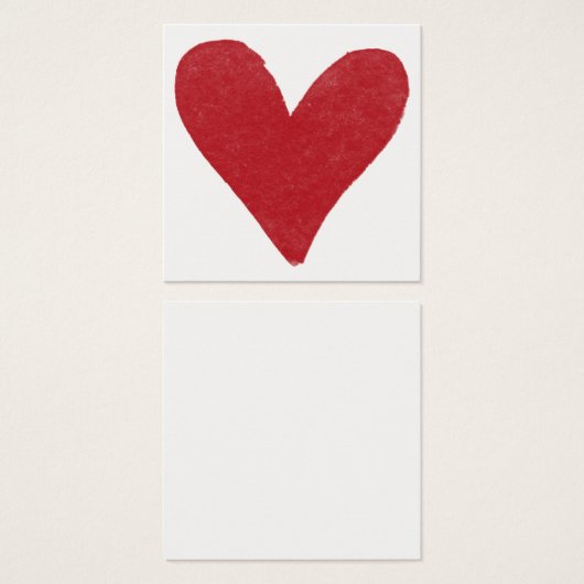 Eenvoudige, rode, Waterverf hart 05 Notitiekaarten Vierkante Visitekaartjes (Voorkant /achterkant)