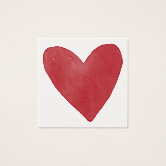 Eenvoudige, rode, Waterverf hart 14 Notitiekaarten Vierkante Visitekaartjes (Voorkant)