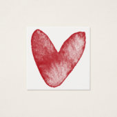 Eenvoudige, rode, Waterverf hart 15 Notitiekaarten Vierkante Visitekaartjes (Voorkant)