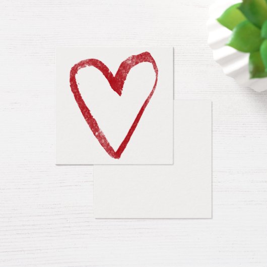 Eenvoudige, rode, Waterverf hart omtrek 8 notitiek Vierkante Visitekaartjes (Bureau)