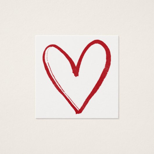 Eenvoudige, rode, Waterverf hartcontour 6 notitiek Vierkante Visitekaartjes (Voorkant)