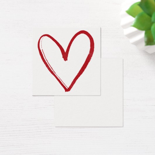 Eenvoudige, rode, Waterverf hartcontour 6 notitiek Vierkante Visitekaartjes (Bureau)
