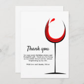 Eenvoudige rode wijn glas verjaardag bedankkaart (Voorkant / Achterkant)