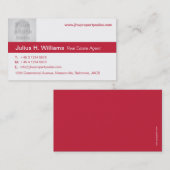 Eenvoudige rode & witte foto rode achterkant visit visitekaartje (Voorkant / Achterkant)