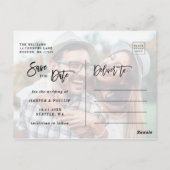 Eenvoudige Rode & Witte Foto sparen de Datum Briefkaart (Achterkant)