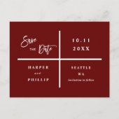 Eenvoudige Rode & Witte Foto sparen de Datum Briefkaart (Voorkant)