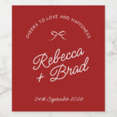 Eenvoudige Rode & Witte Hand Getrokken Bow Schets  Wijn Etiket (Enkel label)