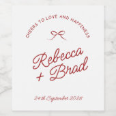 Eenvoudige Rode & Witte Hand Getrokken Bow Schets  Wijn Etiket (Enkel label)