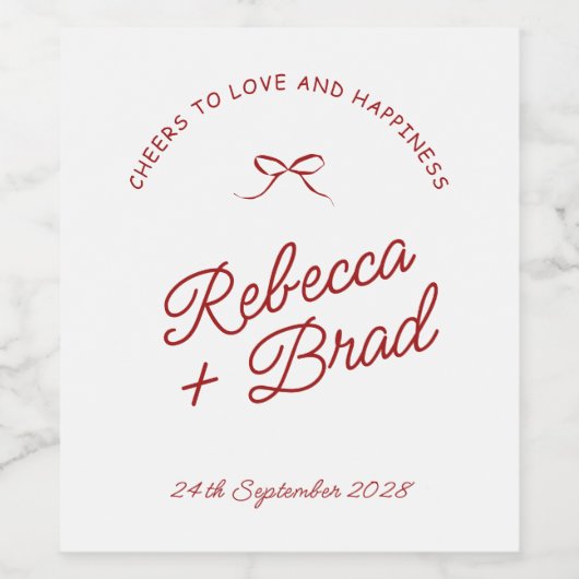 Eenvoudige Rode & Witte Hand Getrokken Bow Schets  Wijn Etiket (Enkel label)