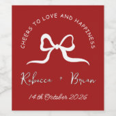 Eenvoudige Rode & Witte Hand Getrokken Bow Schets  Wijn Etiket (Enkel label)