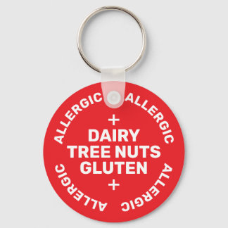 Eenvoudige Rode Witte Noodcontact Voedselallergie Sleutelhanger