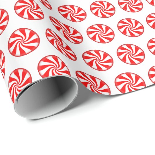 Eenvoudige rode witte Snoepjes met snoepriet op wi Cadeaupapier (Rol Hoek)