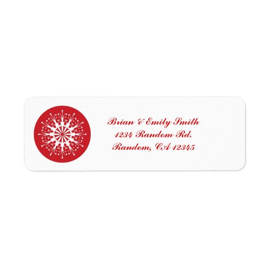 Eenvoudige rode witte snowflake-retouradreslabels etiket (Voorkant)