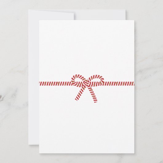 Eenvoudige rode witte streep boog foto kerst Kaart (Achterkant)