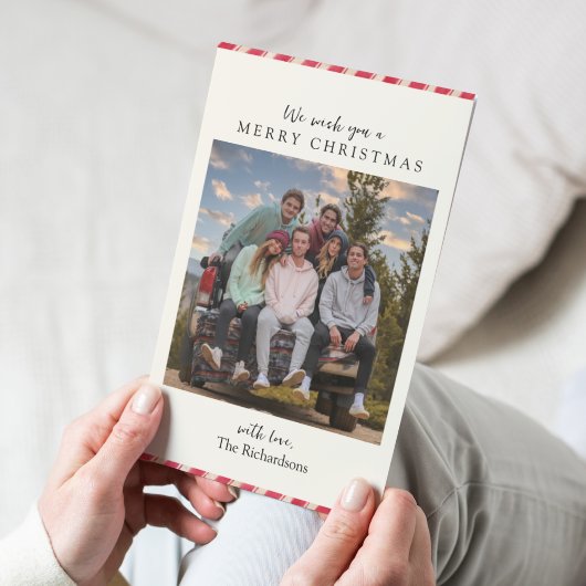 Eenvoudige rode witte streep Candy Cane Christmas  Kaart