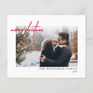 Eenvoudige rode, zachte kerstkaart flyer