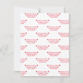 Eenvoudige rode zijde lint banner bruiloft plaats  kaart (Achterkant)