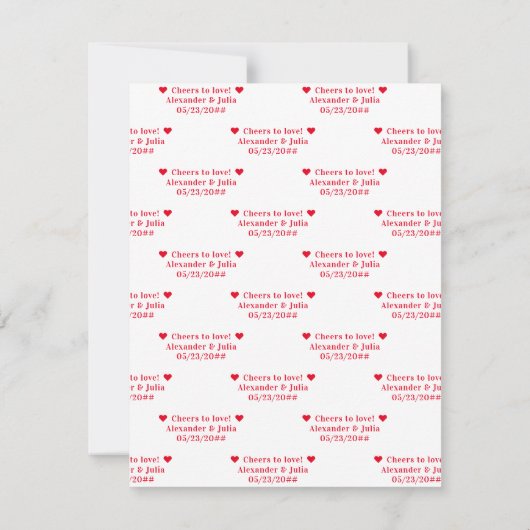 Eenvoudige rode zijde lint banner bruiloft plaats  kaart (Achterkant)