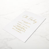 Eenvoudige roestige script elegante baby shower go folie uitnodiging (Gedraaid)