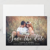 Eenvoudige Romance Elegant Typografie Foto | wit Save The Date (Voorkant / Achterkant)