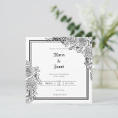 Eenvoudige Romance Floral Wedding Invitation. Kaart (Staand voorkant)