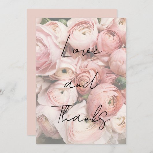 Eenvoudige romantische bloem kalligrafie script br bedankkaart (Voorkant / Achterkant)