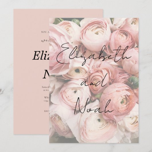 Eenvoudige romantische bloem kalligrafie script br kaart (Voorkant / Achterkant)