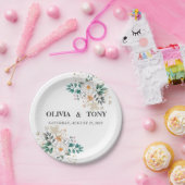 Eenvoudige Romantische Bloemige Bruiloft Papieren Bordje (Feest)