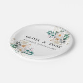 Eenvoudige Romantische Bloemige Bruiloft Papieren Bordje (Gekanteld)