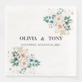 Eenvoudige Romantische Bloemige Trouwdag gepersona Servet (Voorkant)