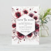 Eenvoudige romantische Bourgondische bruiloft Save The Date (Staand voorkant)