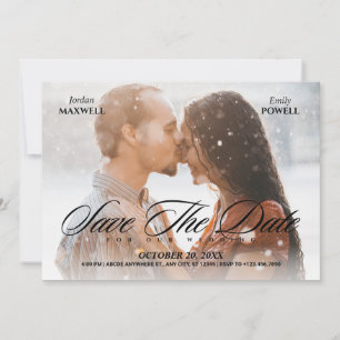 Eenvoudige romantische elegante trouwfoto uitnodig save the date