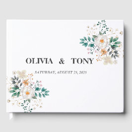 Eenvoudige Romantische Floral Wedding Gastenboek