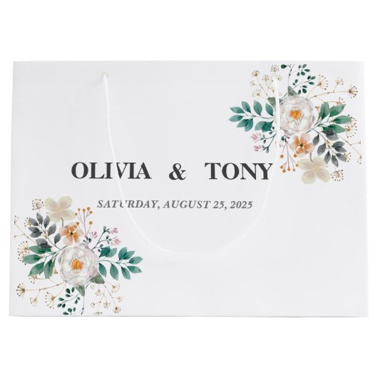 Eenvoudige Romantische Floral Wedding Groot Cadeauzakje (Voorkant)