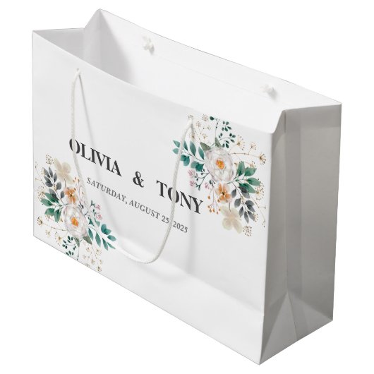 Eenvoudige Romantische Floral Wedding Groot Cadeauzakje (Voorkant Gekanteld)