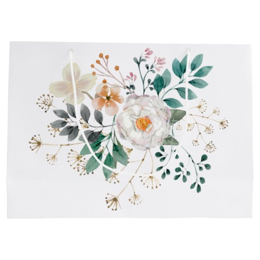 Eenvoudige Romantische Floral Wedding Groot Cadeauzakje (Achterkant)